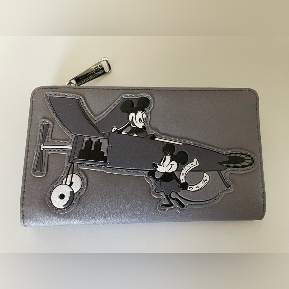 Mickey Loungefly Gray Vintage Plane Crazy Wallet